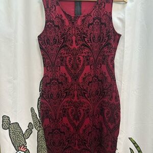 Elegant Black and Red Patterned Dress